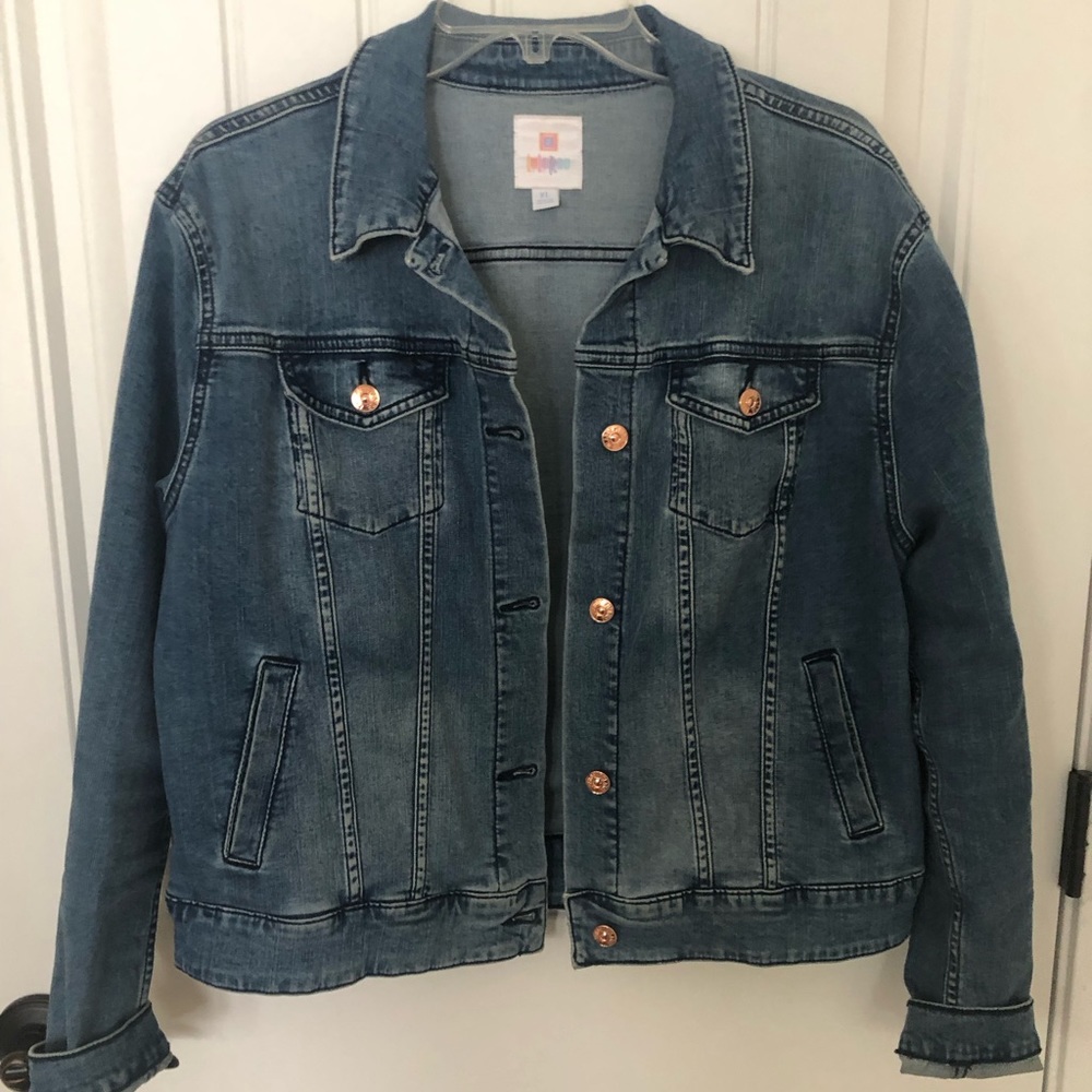 LuLaRoe, extra large blue jean jacket with copper buttons and pockets